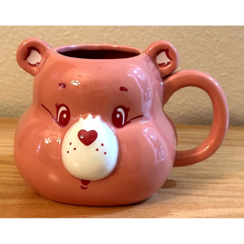 NEW Care Bears Mug Pink Cheer Bear 3D Sculpted Ceramic 20 oz Silver Buffalo